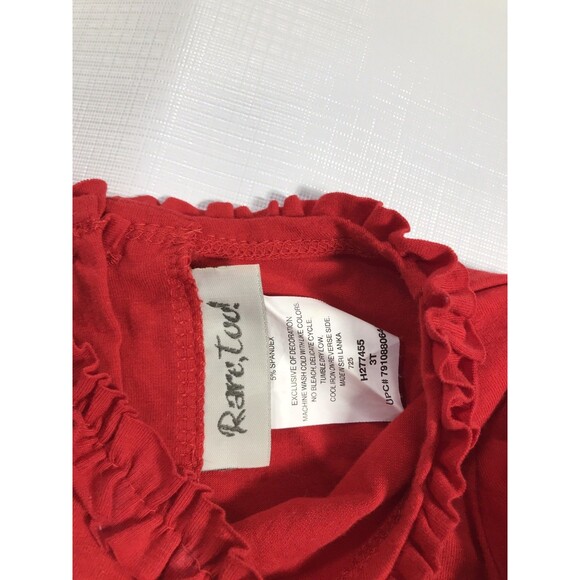 Rare Too Xmas Outfit Girls 3t Polka Dot Plaid Pant Red Top Reindeer Ruffle Hems - Picture 5 of 6